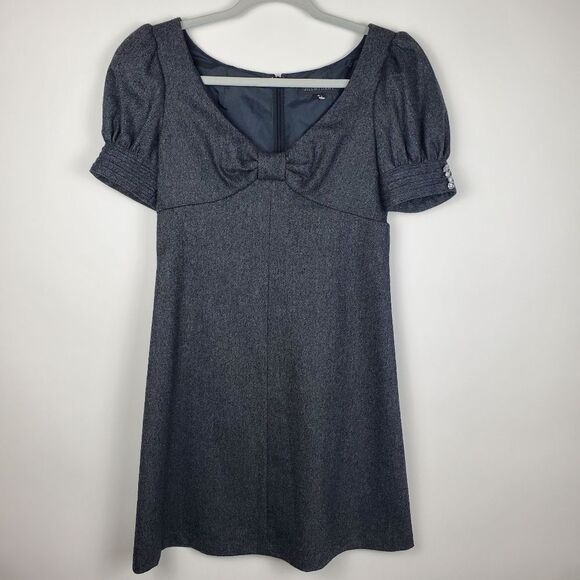 Jill Stuart Puff Balloon Cap Sleeve Bow Dress Open V Neck Above Knee Zip Back 2 - Picture 1 of 5